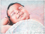 Colored pencil portrait entitled Annie